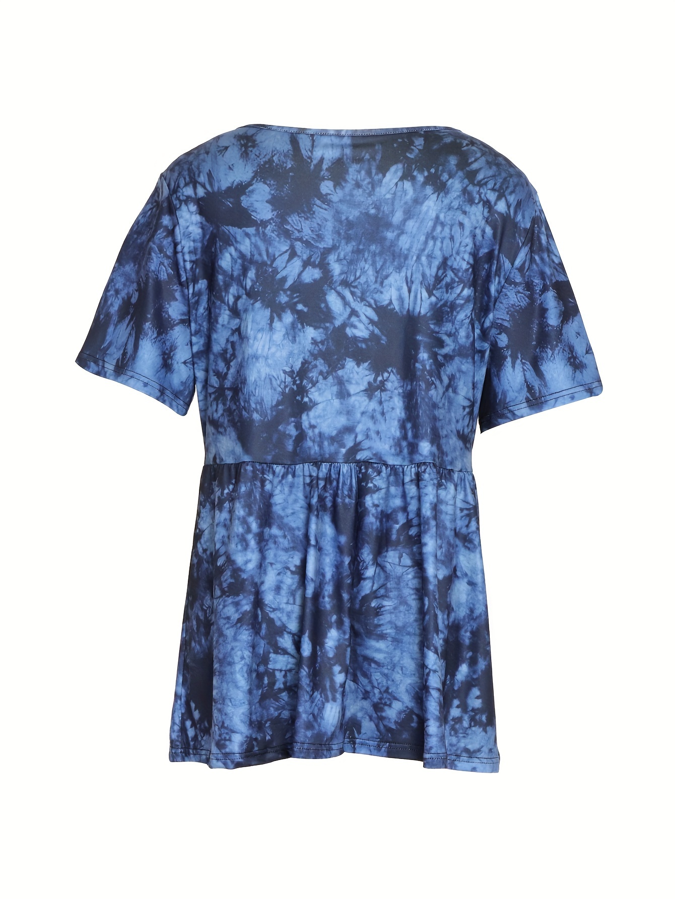 Plus Size Tie Dye Print T-Shirt, Casual V Neck Short Sleeve T-Shirt, Women s Plus Size Clothing details 0