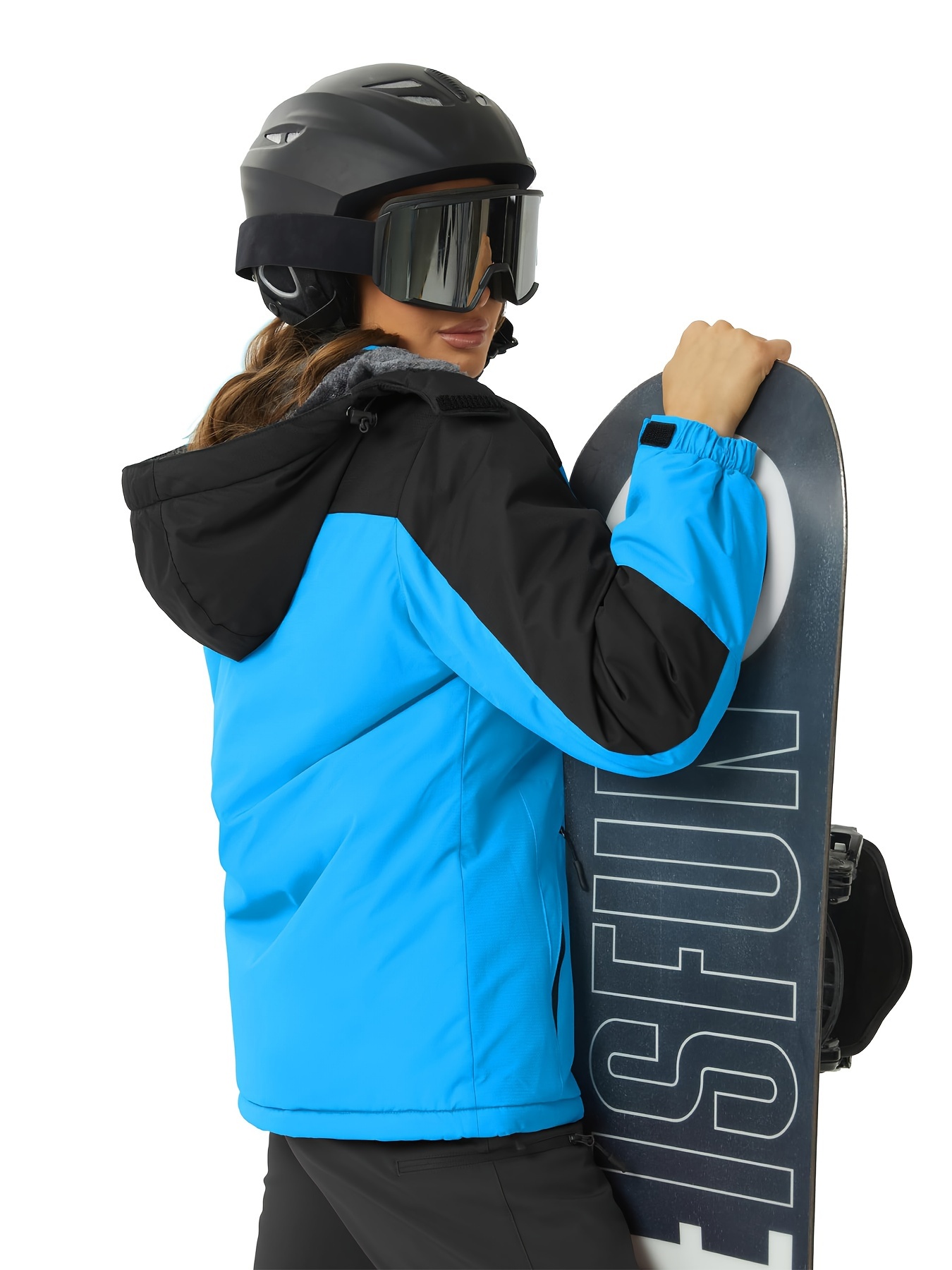 womens large size ski jacket winter waterproof jacket bright colors fleece warm comfortable coat hooded multiple pockets outdoor sports snowsports snowboarding hiking mountaineering camping daily casual size jacket details 3