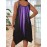 Plus Size Ombre Print Cami Slip Dress - Spaghetti Strap, Sleeveless, Crew Neck, Dual Strap, Asymmetrical Hem, Medium Stretch, Polyester, Random Printing, Vacation Style for Spring, Summer, and Fall Seasons