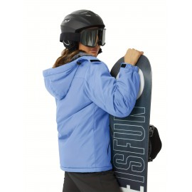 Large-size Women's Waterproof Soft-shell Ski Jacket with Fleece Lining, Hooded, Multiple Pockets, Warm, Comfortable, Bright Colors, Plus-size Coat for Outdoor Sports, Snowsports, Snowboarding, Hiking, Mountaineering, Camping, Daily Casual Work