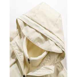 Women's Plus Size 3-in-1 Hooded Windbreaker - Fall/Winter Fashion Jacket with Pockets, Polyester, Long Sleeve, Zip-Up, H-Style