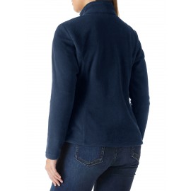 Women's Outdoor Sports Plush Jacket, Plus Size Solid Color Zipper Warm Soft Long Sleeve Lightweight Fleece Jacket