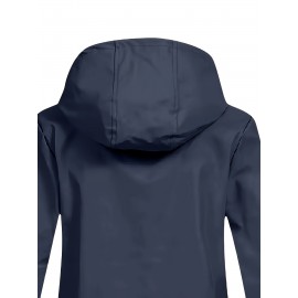 Plus Size Plush Lined Hooded Coat, Warm Long Sleeve Zipper Coat for Winter, Casual Women's Clothing