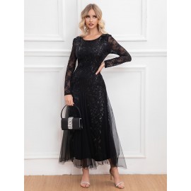 Elegant Directional Light Luxury Sequined Heavy Work Women'S Banquet Evening Dress