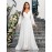 1pc Elegant White Chiffon V-Neck Fitted Wedding Dress for Mother - All-Season Solid Color Woven Gown, Perfect for Adult